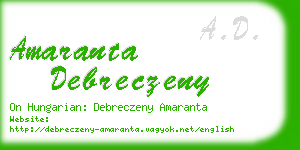 amaranta debreczeny business card